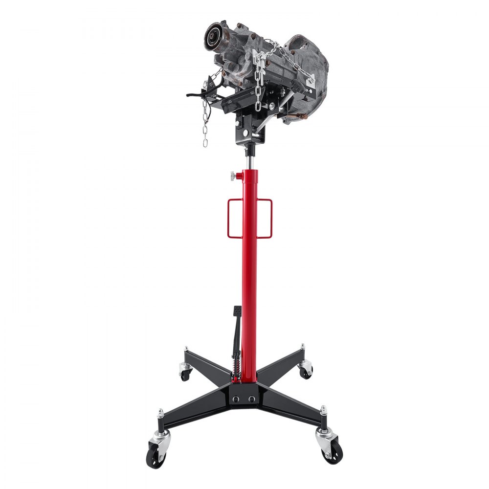 Podnośnik hydrauliczny samochodowy VEVOR o udźwigu 500 kg, teleskopowy podnośnik z pedałem, koło obrotowe 360°, wysokość podnoszenia 127-202 cm, podnośnik do garażu/warsztatu, kolor czerwony + czarny