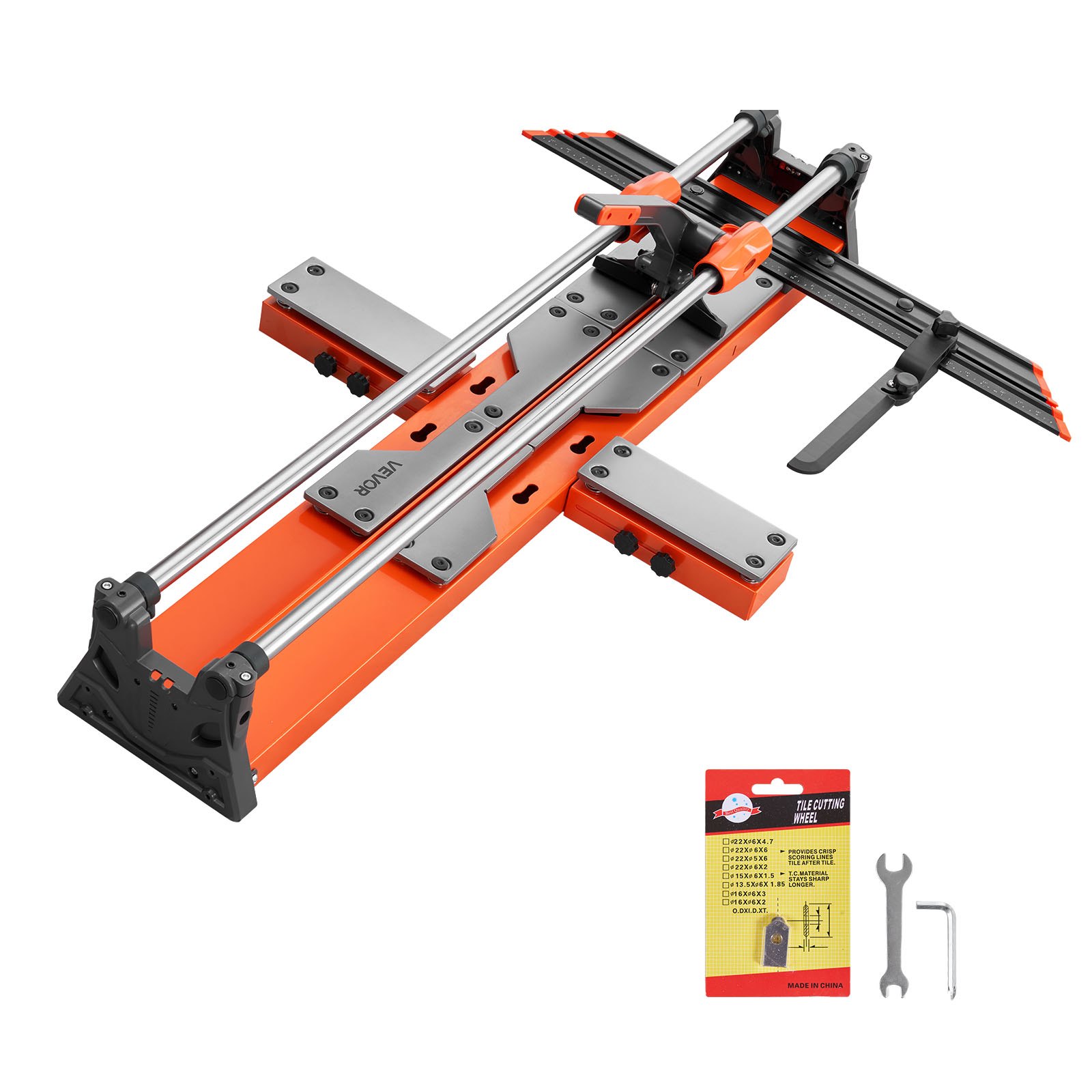 VEVOR 1000 mm Manual Tile Cutter, Upgraded Sliding Head Cutting Tool with Spring-Loaded Base, Angle Fence, Tungsten Carbide Cutting Wheel, Alignment Guide, for DIY Pros, Ceramic, Floor & Wall Tiles