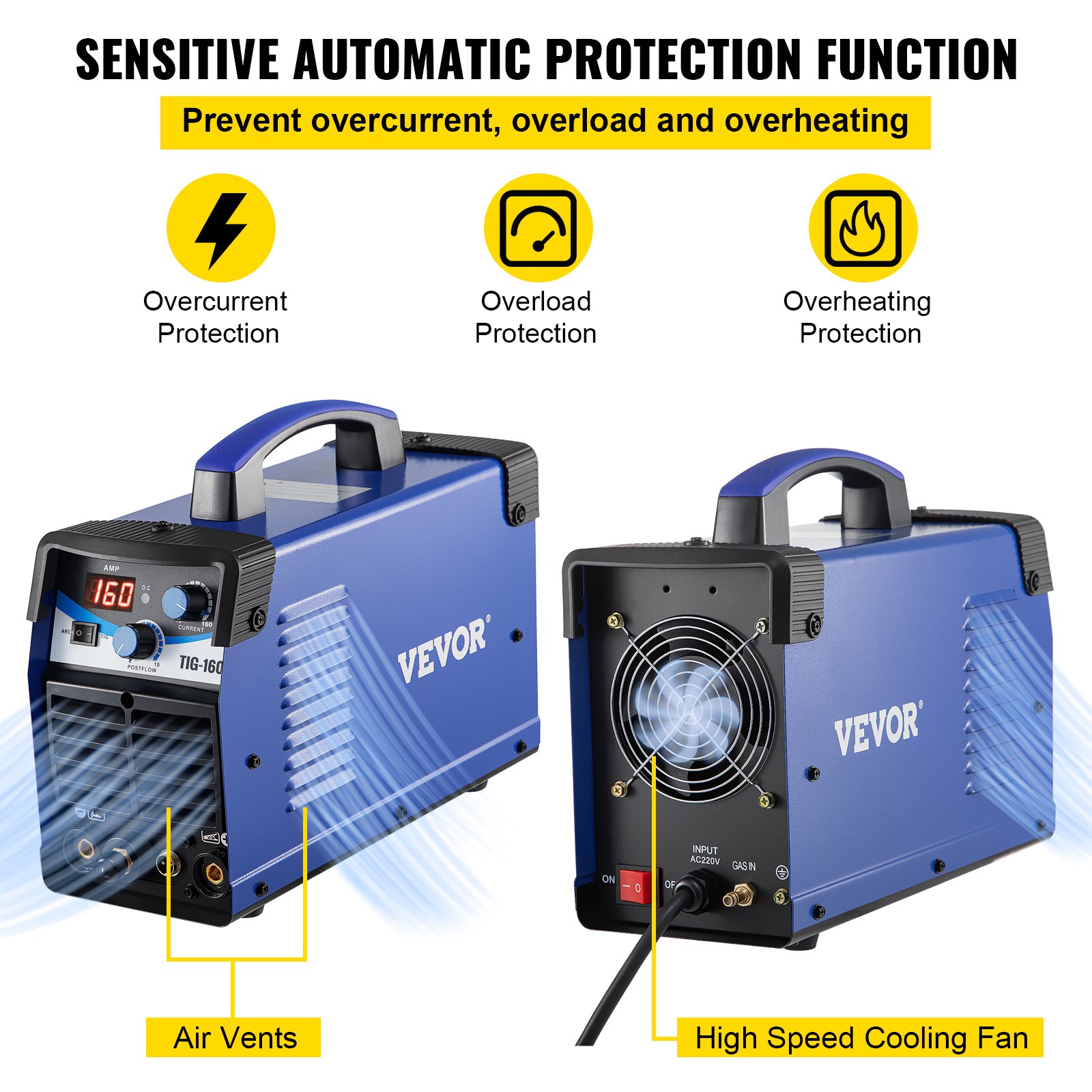Spawarka Tig Spawarka Tig 160 Amp Spawarka Tig 110 V/220 V Podwójne Napięcie Przenośna Spawarka Tig TIG ARC MMA Stick IGBT Spawarka Inwerterowa DC Combo Spawarka (TIG 160 Amp 110/220 V)