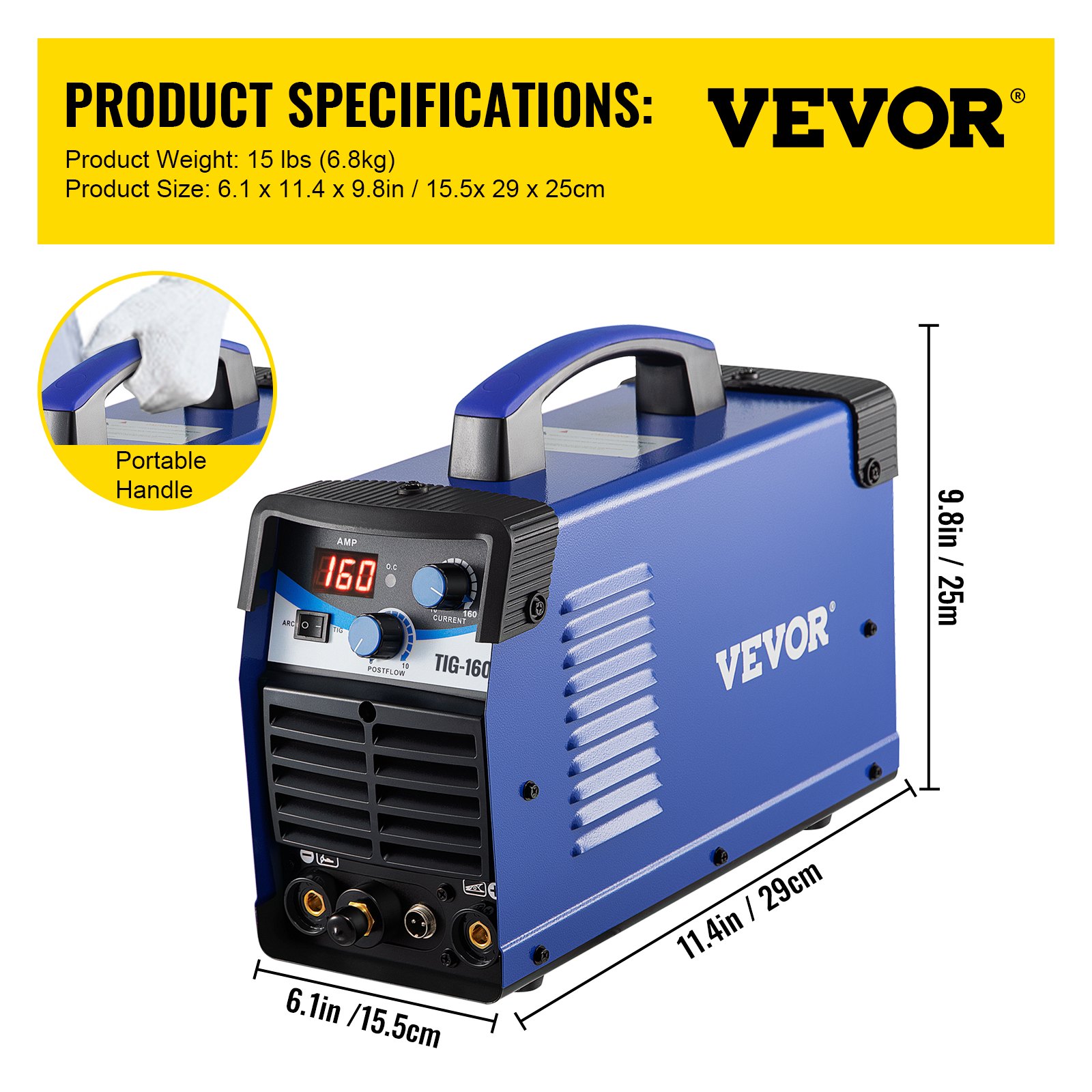 Spawarka Tig Spawarka Tig 160 Amp Spawarka Tig 110 V/220 V Podwójne Napięcie Przenośna Spawarka Tig TIG ARC MMA Stick IGBT Spawarka Inwerterowa DC Combo Spawarka (TIG 160 Amp 110/220 V)