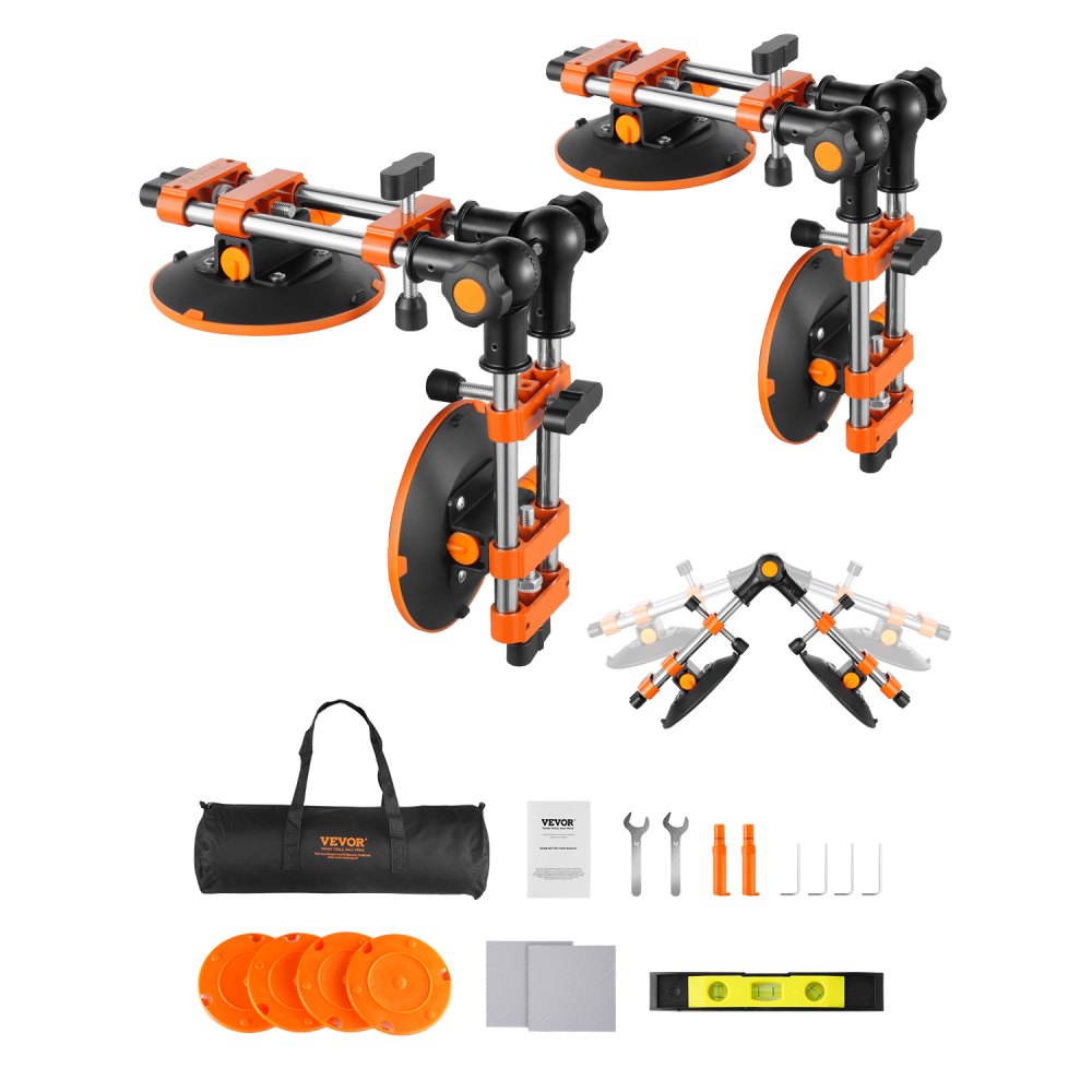 VEVOR Seam Setter, 2-pakowy łącznik granitowy z przyssawkami próżniowymi 152 mm, łącznik do łączenia i poziomowania spoin, regulowany w zakresie 90°-120°, idealny do płytek i płyt marmurowych