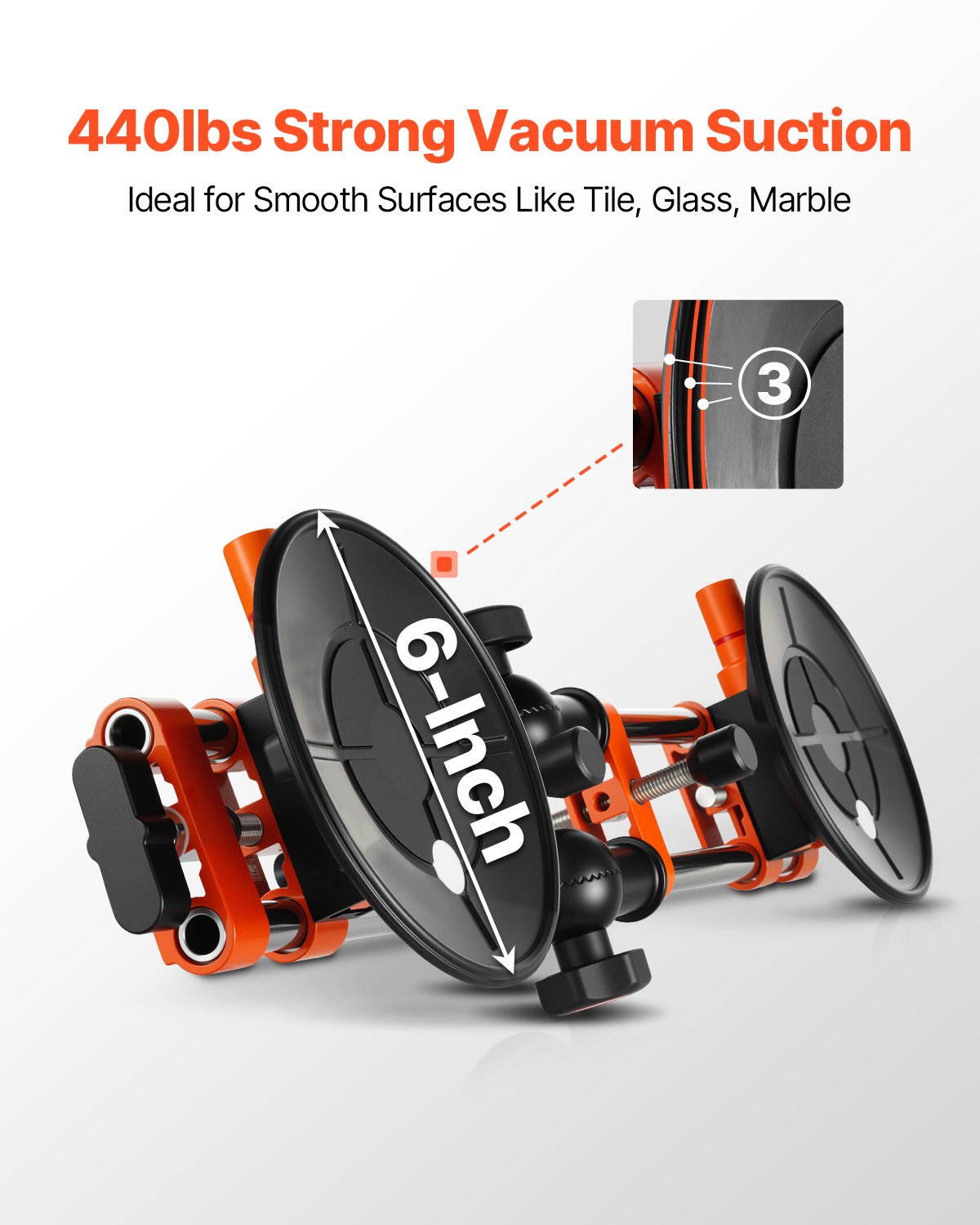 VEVOR Seam Setter, 2-pakowy łącznik granitowy z przyssawkami próżniowymi 152 mm, łącznik do łączenia i poziomowania spoin, regulowany w zakresie 90°-120°, idealny do płytek i płyt marmurowych