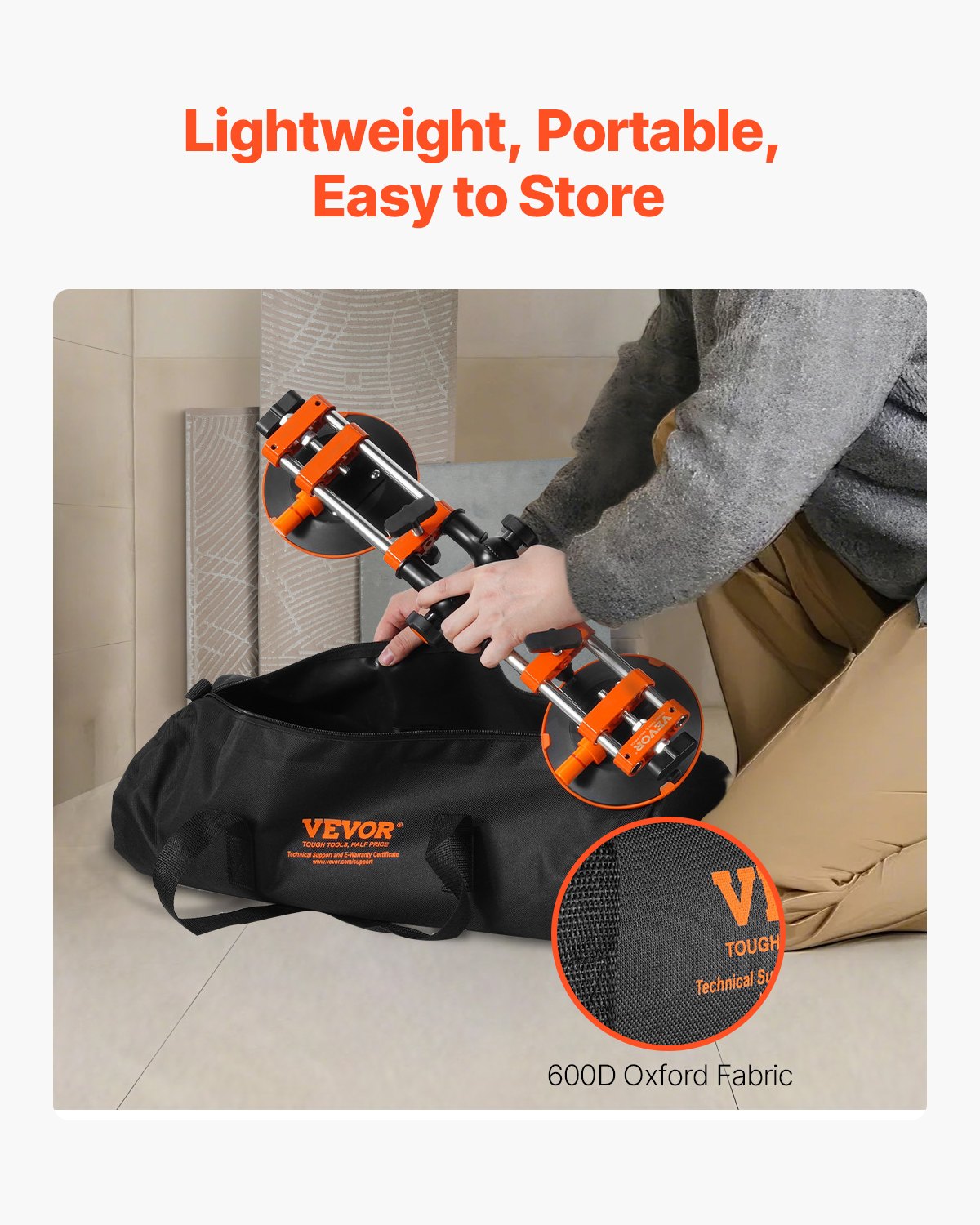 VEVOR Seam Setter, 2-pakowy łącznik granitowy z przyssawkami próżniowymi 152 mm, łącznik do łączenia i poziomowania spoin, regulowany w zakresie 90°-120°, idealny do płytek i płyt marmurowych