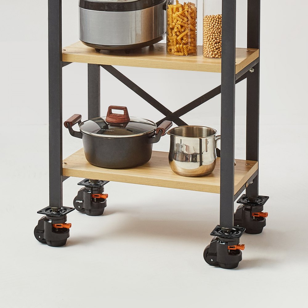 VEVOR Zestaw 4 obrotowych kółek φ63,5 mm, kółka meblowe, kółka transportowe z możliwością obrotu o 360 stopni, kółka o dużej wytrzymałości, wykonane z nylonu, kółka poziomujące, kółka ładunkowe, kółka do półek drewnianych, stołów warsztatowych