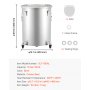 VEVOR Deep Fryer Oil Bucket/Disposal Container 60.5 L with Wheeled Base, Stainless Steel Coating, Oil Transport Container with Lid, Filter Bag for Filtering Hot Cooking Oil, Grey