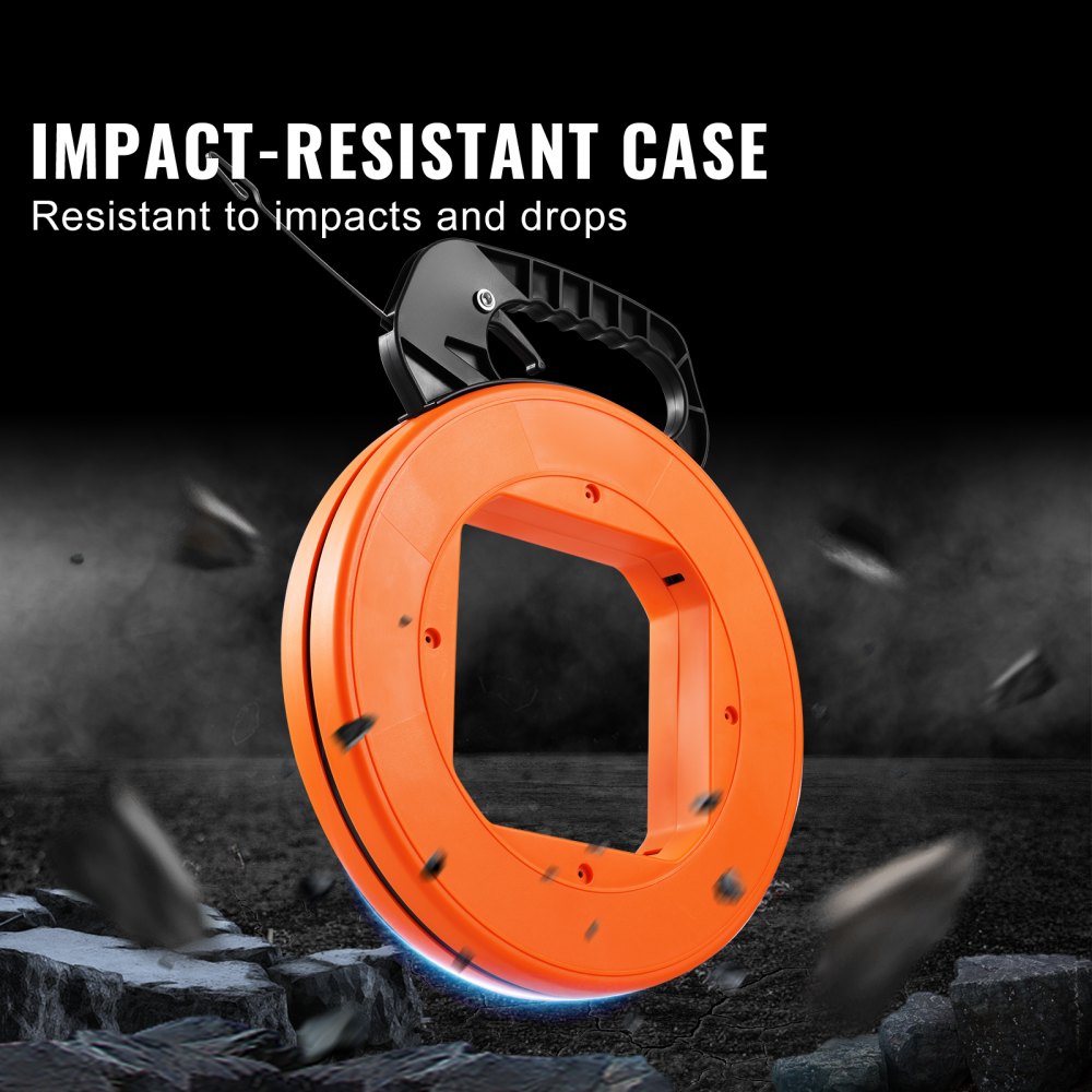 Taśma wciągająca VEVOR, 36 m x 3,1 mm, pomoc w wciąganiu kabli ze zoptymalizowaną obudową i uchwytem, ​​spiralne narzędzie do wciągania przewodów, narzędzie do wciągania przewodów do ścian i kabli elektrycznych, nieprzewodzące