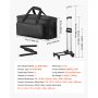 Torba na kable DJ-skie VEVOR 540 x 240 x 260 mm, torba DJ-ska z 6 wyjmowanymi przegrodami, wyściełanym dnem, 3 kieszeniami zewnętrznymi, kółkami i uchwytami, 1680D, torba na kable do sprzętu DJ-skiego, instrumentów muzycznych i akcesoriów