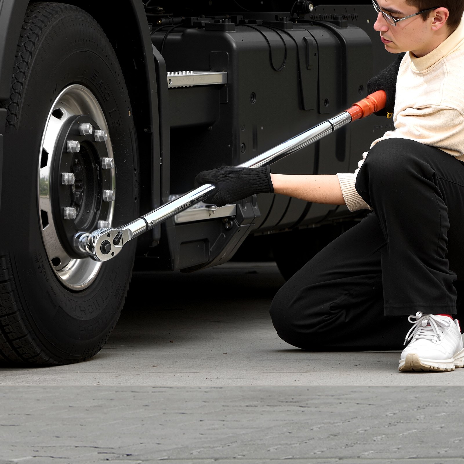 Klucz dynamometryczny VEVOR Click, napęd 3/4 cala, 136-814 Nm, zestaw kluczy dynamometrycznych dwukierunkowych ze skalą dwuzakresową, 48 zębów ±3%, stal stopowa o wysokiej precyzji do napraw samochodowych, pomarańczowy