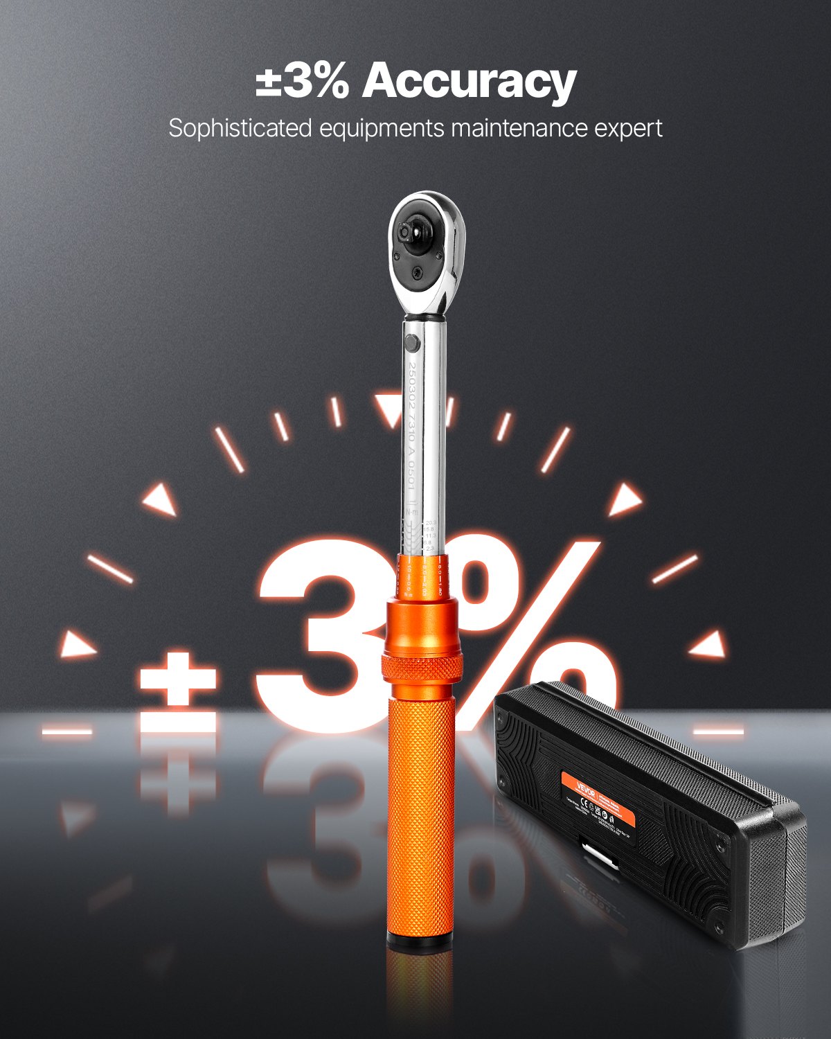 Klucz dynamometryczny VEVOR Click z napędem 1/4 cala, 2,3-22,6 Nm, dwukierunkowy zestaw kluczy dynamometrycznych ze skalą dwuzakresową, 72 zęby ±3%, stal stopowa o wysokiej precyzji do napraw samochodowych