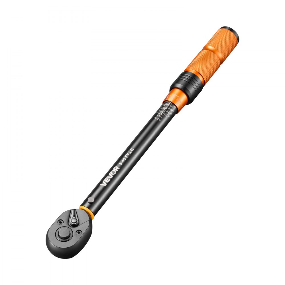 Klucz dynamometryczny VEVOR, napęd 3/8 cala, 6,8-61,2 Nm, dokładność ±3%, z podwójną skalą, głowica grzechotkowa Cr-Mo, w zestawie nasadka do świec zapłonowych, bity, przegub uniwersalny, przedłużka i etui do przechowywania