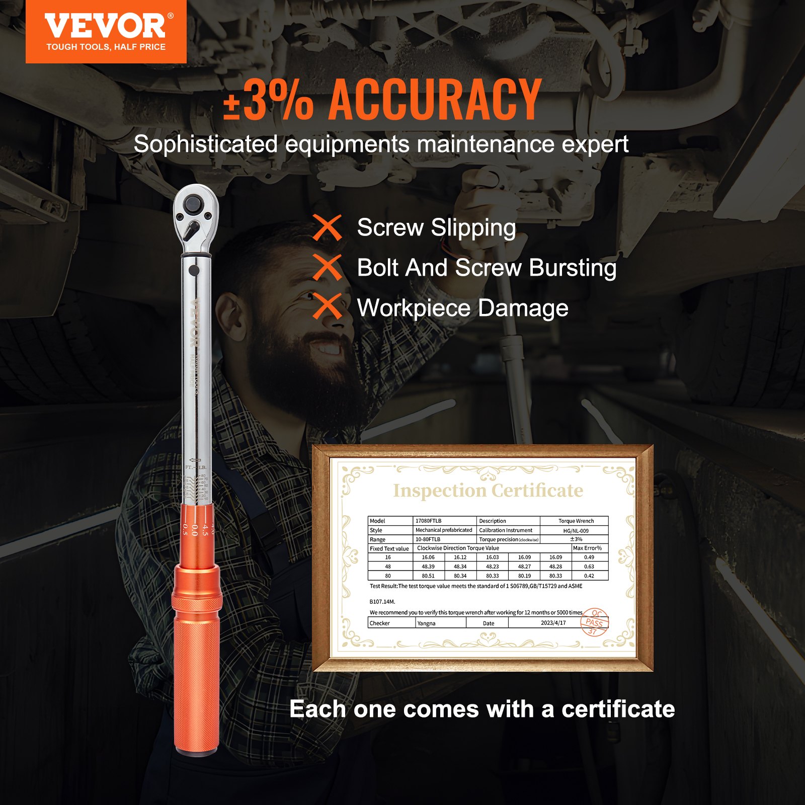 Klucz dynamometryczny VEVOR 3/8", 14-110 Nm, zestaw do rowerów i motocykli, dokładność błędu ± 3% z 2 przedłużkami 152,4 mm, adapter 3/8-1/2" i 3/8-1/4", 72 zęby regulowane