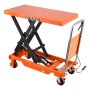 VEVOR Hydraulic Lift Table Cart, 1000 kg Capacity 1000 mm Lifting Height, for Material Handling, Moving, Transportation, Manual Single Scissor Lift Table, with 4 Wheels and Handle, Heavy-Duty Steel