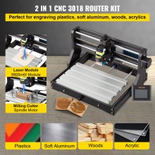VEVOR Frezarka Cnc Cnc 3018 Diy Grawerka 5500mw Pro 300x180x45mm Grawerka 3-Osiowy Mini Grawer Laserowy z Płytą Kontrolną Grbl i Kontrolerem Offline