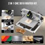 VEVOR CNC 3018 Zestaw Routera Sterowanie GRBL Maszyna CNC 3-Osiowa Frezarka Grawerka Obszar Roboczy XYZ 300x180x45mm z Głowicą Laserową 500mW do Plastiku Akrylowego PCB Rzeźba w Drewnie PCV (500 mW)