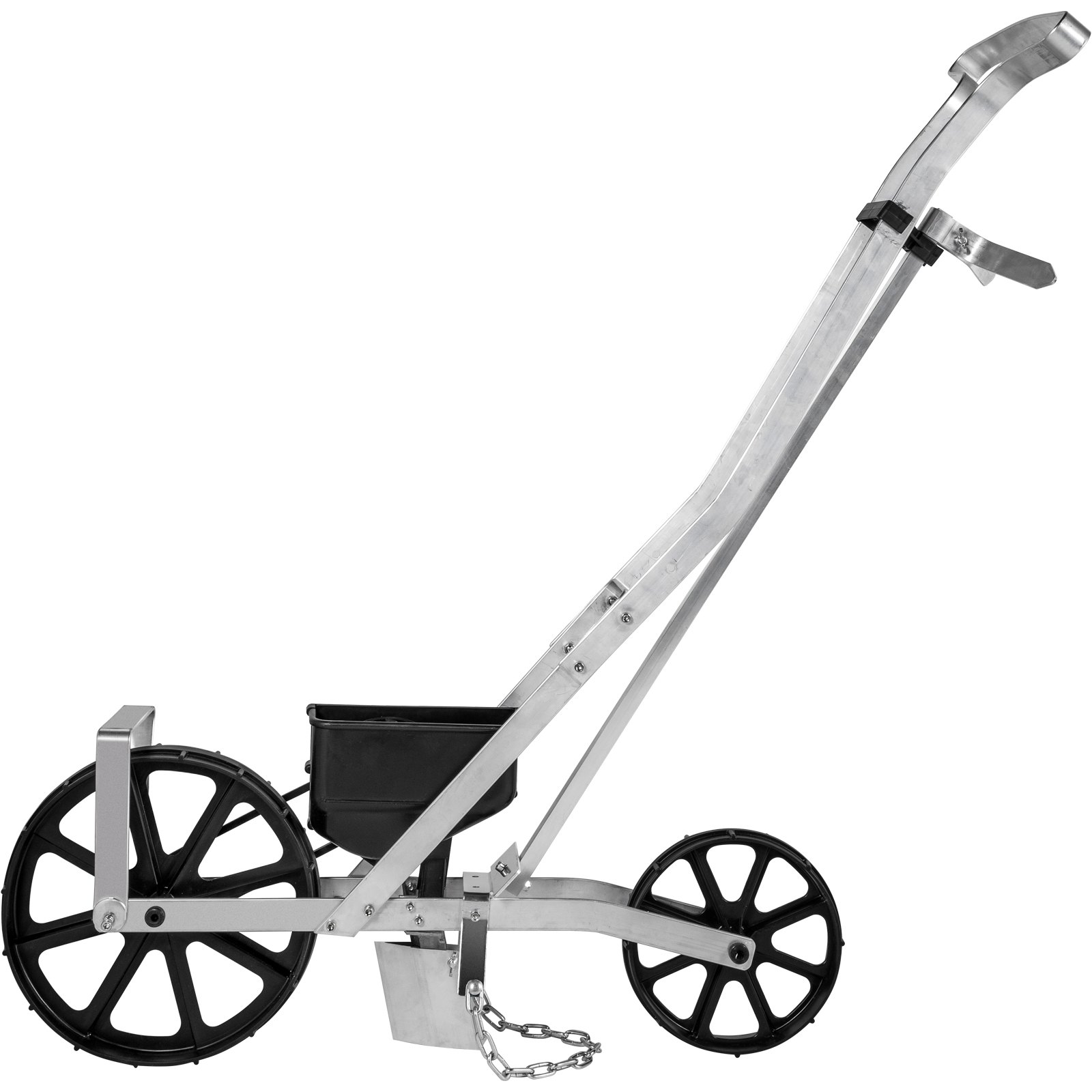 Siewnik VEVOR z aluminium i tworzywa ABS, 6 płytek do siewu, siewnik jednorzędowy, wysokość regulowana, 78-84 cm, przednie koło 6 cm, tylne koło 5 cm, idealny do nasion takich jak kukurydza, por, szpinak, marchew