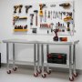 VEVOR Stainless Steel Table, 60 x 90 cm Food Prep Worktable with Wheels, Kitchen Prep Table with Adjustable Undershelf Workstations for Commercial Kitchen, Restaurant, Hotel and Garage, Outdoor
