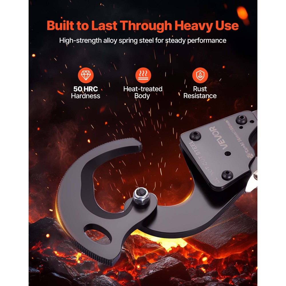 VEVOR Ratcheting Cable Cutter, Spring Steel Blades with PVC-Coated Handles, Quick-Release Button, Heavy Duty Ratchet Cable Wire Cutter for Cutting Copper & Aluminum Cables Up to 600 MCM / 300 mm²