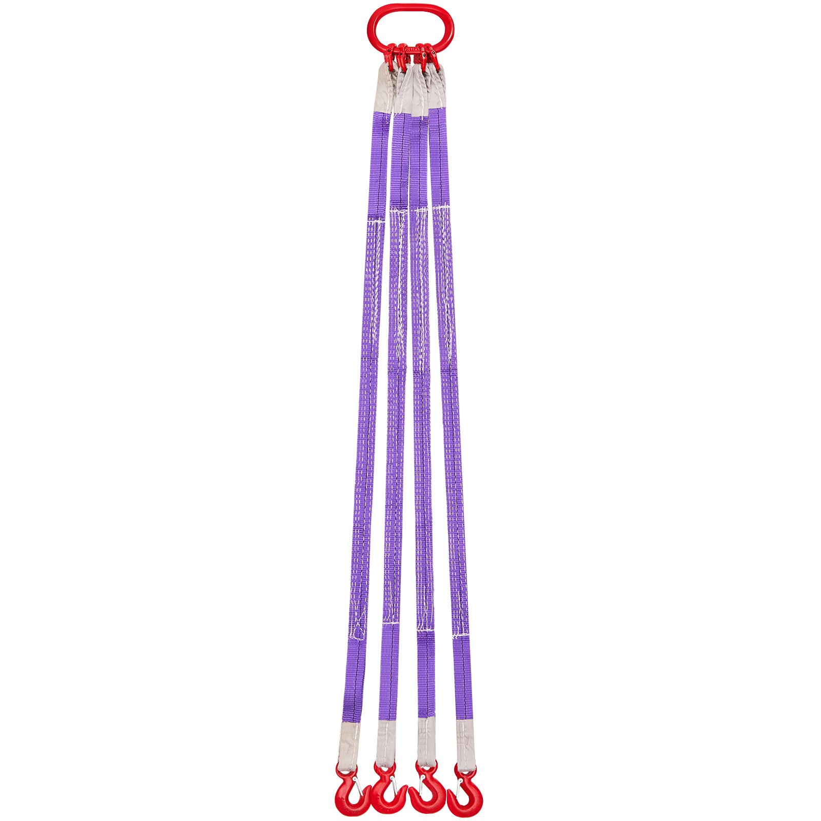 VEVOR Lifting Sling Straps, Four Leg Polyester Bridle Sling with Hooks, 3 Ton Capacity, 5Ft Heavy Duty Rigging Strap, Thickened & Wear-Resistant Webbing Slings for Engines Cranes Hoists Truck