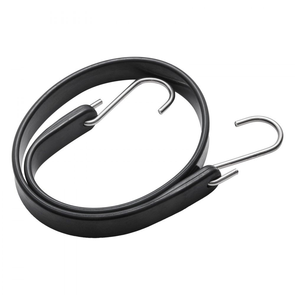 VEVOR 10-częściowy płaski sznur bungee, 20 mm, wytrzymałe pasy mocujące ze stalowymi hakami w kształcie litery S, elastyczny sznur bungee o długości 61 cm do ładunków, plandek, ciężarówek i namiotów, czarny
