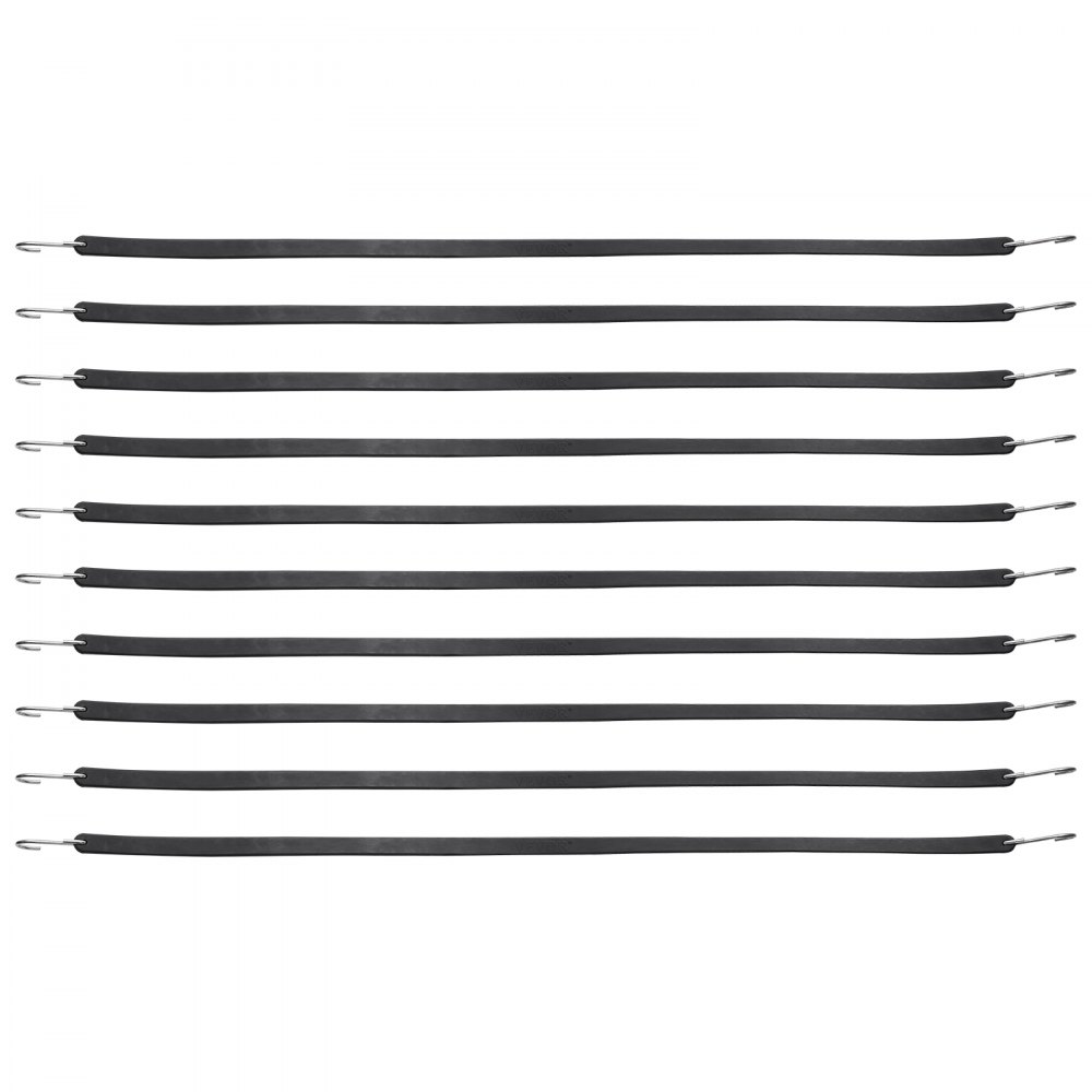 VEVOR 10-częściowy płaski sznur bungee, 20 mm, wytrzymałe pasy mocujące ze stalowymi hakami w kształcie litery S, elastyczny sznur bungee o długości 91,4 cm do ładunków, plandek, ciężarówek i namiotów, czarny
