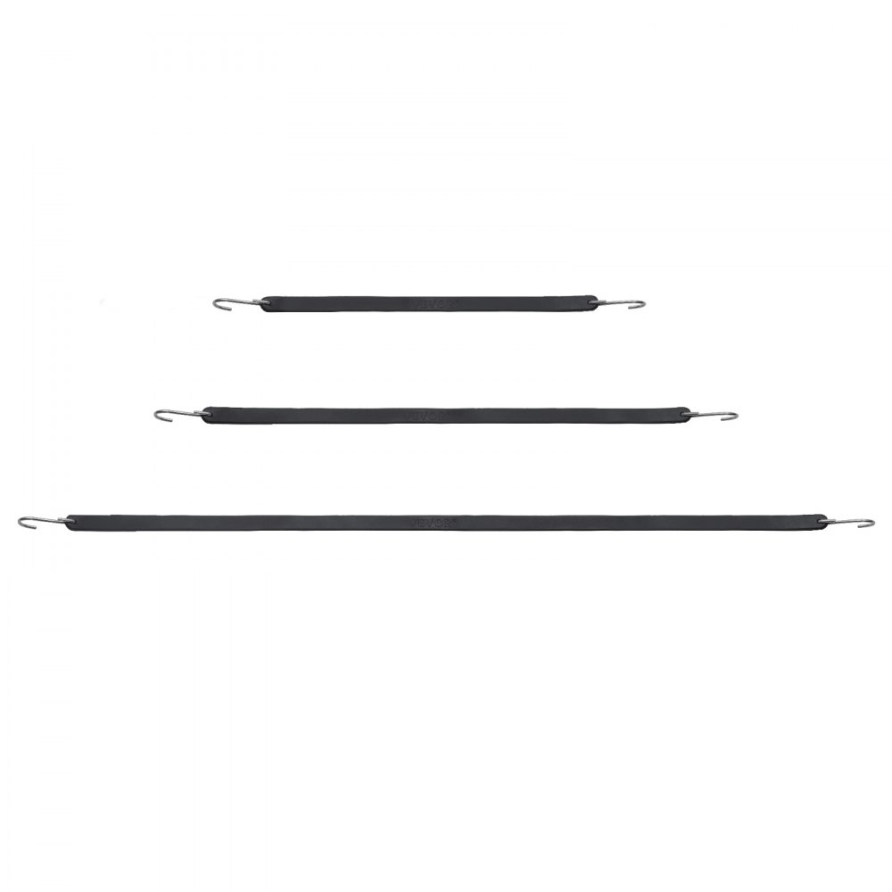VEVOR 20-częściowy płaski sznur bungee, 20 mm, wytrzymałe pasy bungee ze stalowymi hakami w kształcie litery S, w tym 15", 21", 36", elastyczny sznur bungee do ładunków, plandek, ciężarówek i namiotów, czarny