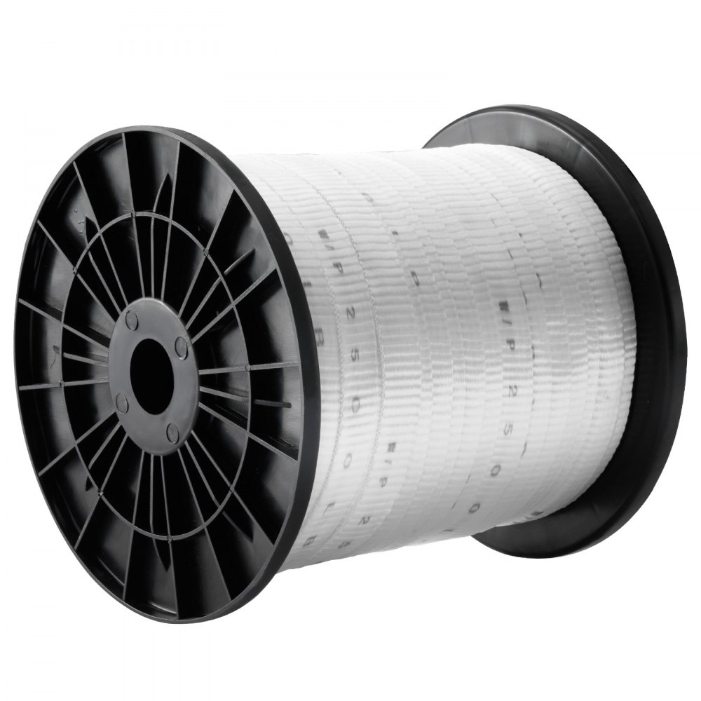 VEVOR Polyester Pulling Tape, 96.9 mx 1.9 cm, 1134 kgf Pulling Capacity, Printed Cable Pulling Webbing for Packaging, Gardening, Commercial Electrical Work, Cable Work, White