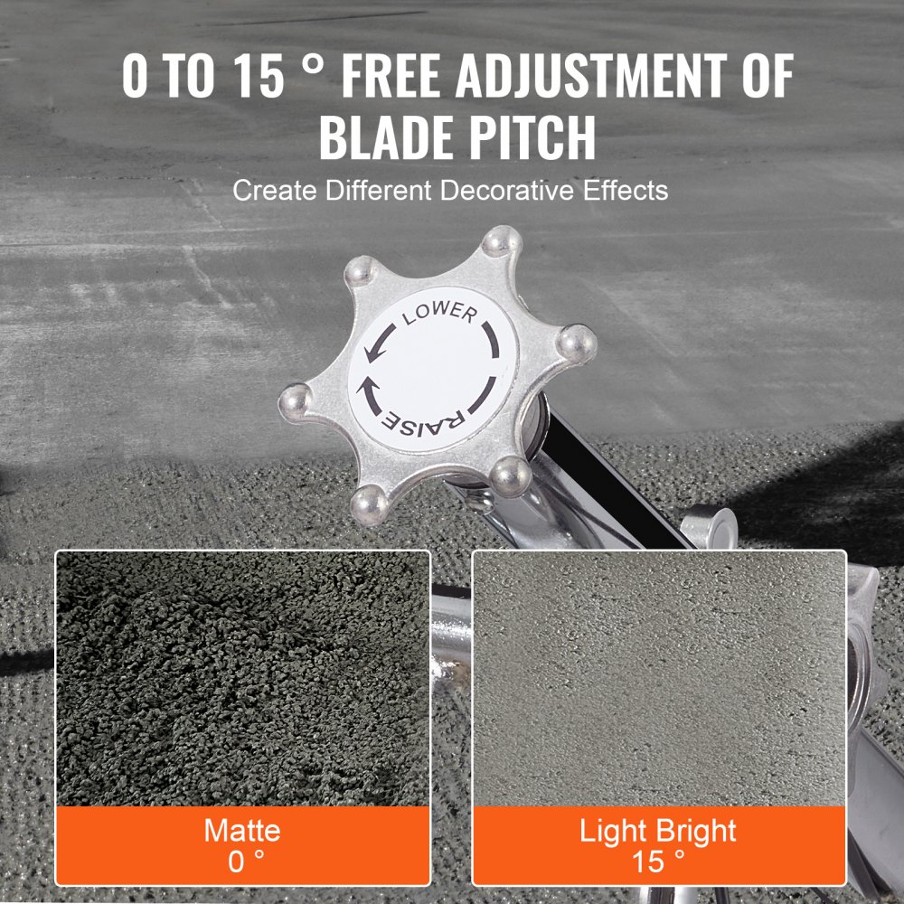 VEVOR Motorized Smoothing Tool, 24-inch handheld cement smoothing tool with smoothing pad, 6 HP gas-powered surface smoother for smooth concrete surfaces, heavy-duty commercial screed and concrete cement smoothing tool with smoothing blade, orange