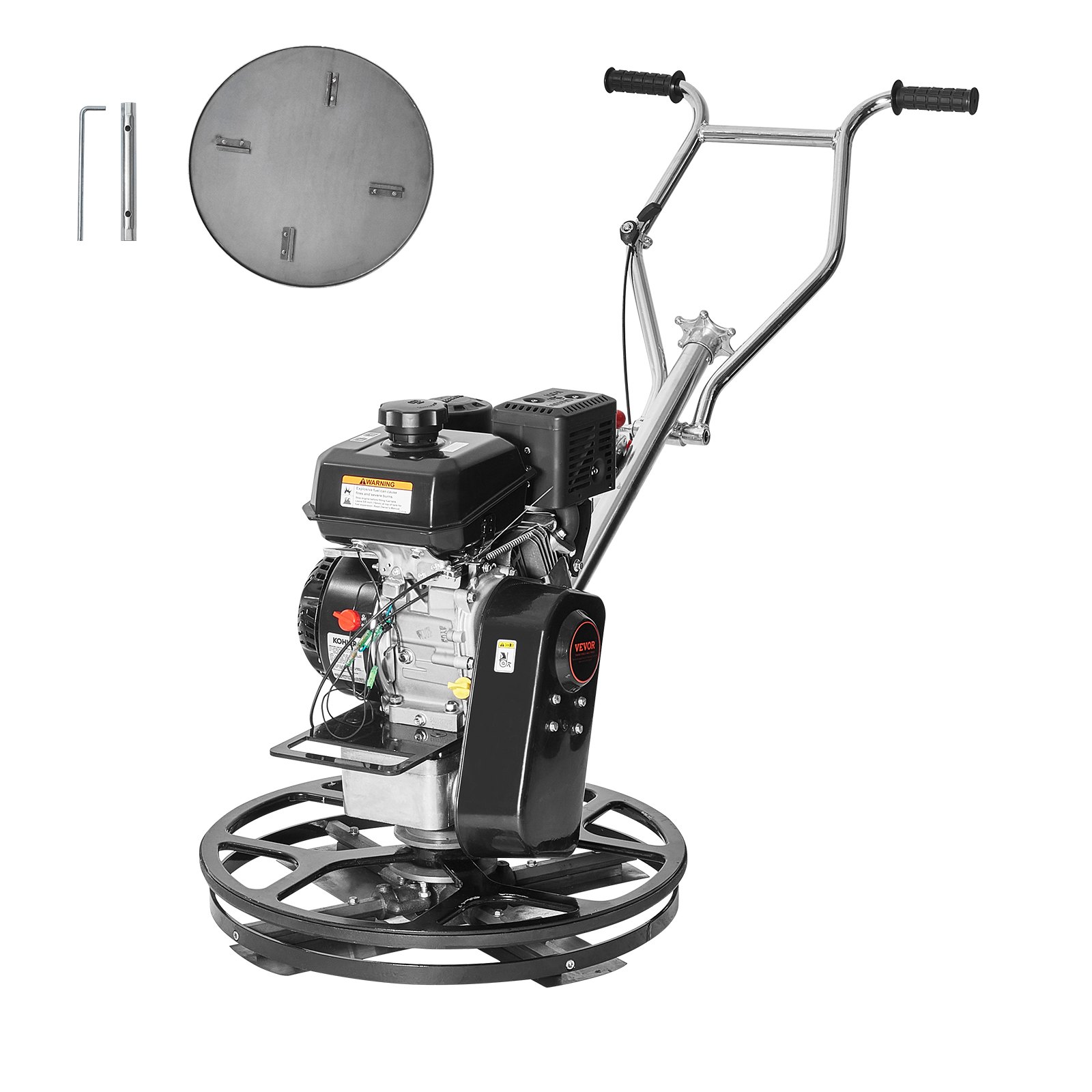 Zacieraczka VEVOR Power Trowel, 24-calowa ręczna zacieraczka do cementu z tacką wygładzającą, 6-konna zacieraczka zasilana gazem do gładkich powierzchni betonowych, wytrzymała komercyjna zacieraczka do wylewek i betonu z ostrzem wygładzającym, pomarańczowa