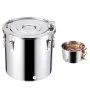 Destylator alkoholu VEVOR 50 l ze stali nierdzewnej, destylator wody i alkoholu z miedzianą wężownicą, zestaw do domowego warzenia piwa, rafinacji, z termometrem i pompą, do wina, whisky, brandy, srebrny