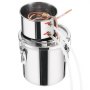 Destylator alkoholu VEVOR 11,4 l ze stali nierdzewnej, destylator wody i alkoholu z miedzianą wężownicą, domowy zestaw do fermentacji z termometrem i pompą, do wina, whisky, brandy, srebrny