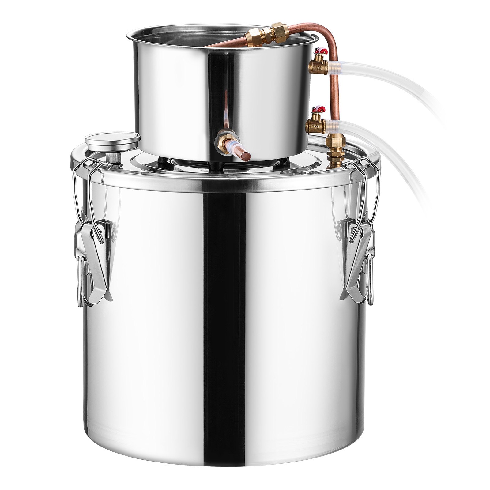 Destylator alkoholu VEVOR 19 l ze stali nierdzewnej, destylator wody i alkoholu z miedzianą wężownicą, domowy zestaw do fermentacji z termometrem, do wina, whisky, brandy, srebra