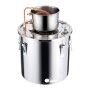 VEVOR 30L Stainless Steel Water Alcohol Distillation System with Copper Coil, Home Brewing Refining Fermentation Kit with Thermometer and Pump, for Wine, Whiskey, Brandy, Silver