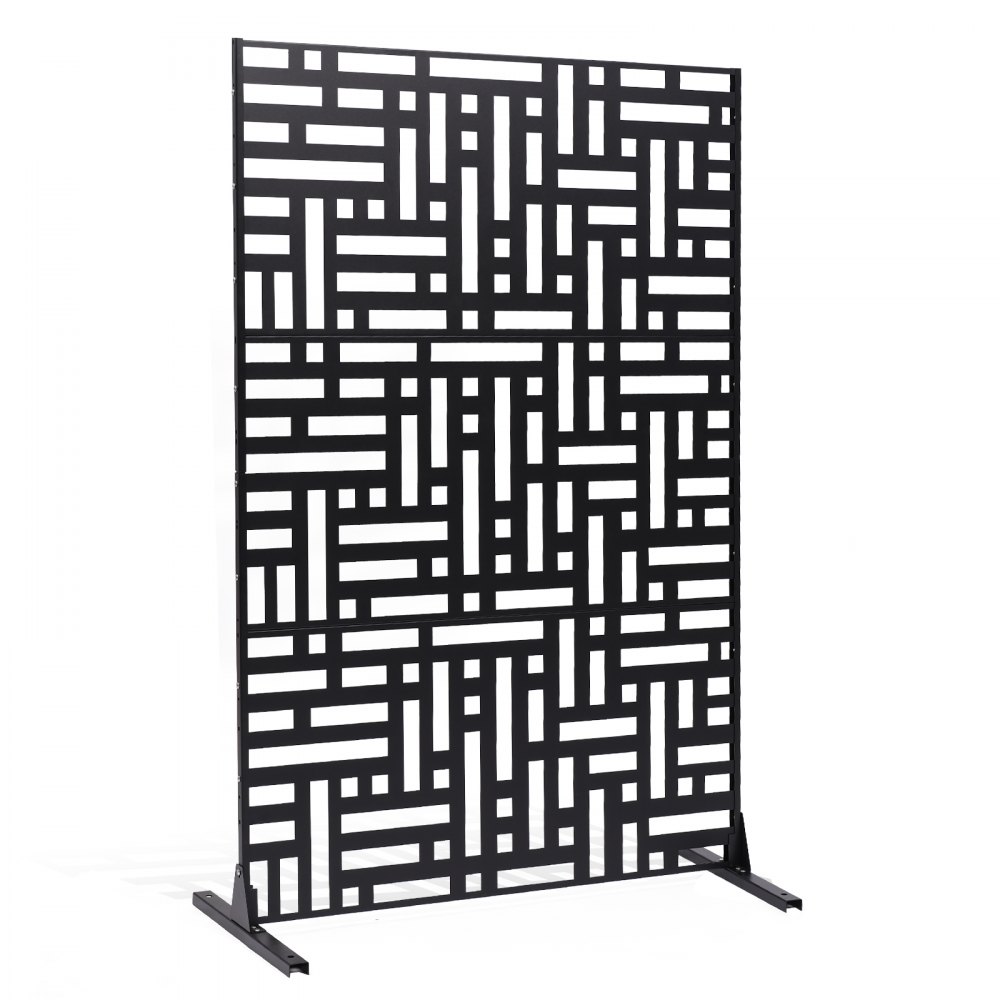 Ekran VEVOR, 120 x 50,8 x 193 cm, zewnętrzny ekran prywatności, wolnostojący z podstawą, dekoracyjny stalowy parawan na balkon, patio, do wnętrz, do jacuzzi, czarny