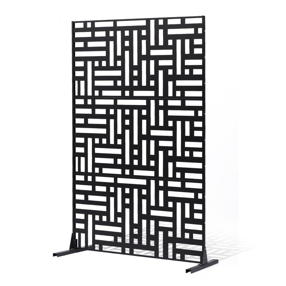 Ekran VEVOR, 120 x 50,8 x 193 cm, zewnętrzny ekran prywatności, wolnostojący z podstawą, dekoracyjny stalowy parawan na balkon, patio, do wnętrz, do jacuzzi, czarny