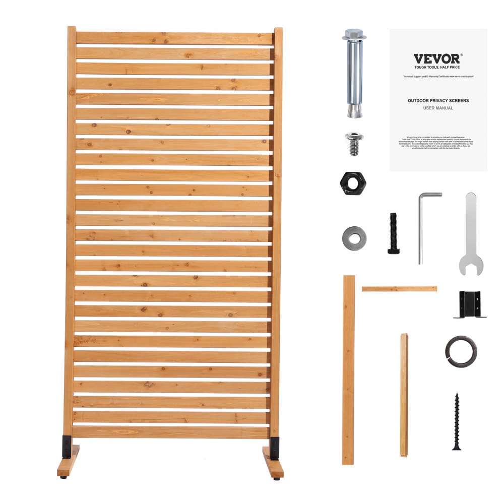 VEVOR wooden privacy screen, 91x6.3x187 cm, outdoor room divider, freestanding partition, decorative screen for patio, outdoor partition for balcony, terrace, lawn, garden