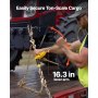 Napinacz zapadkowy VEVOR z łańcuchami mocującymi G80 8 mm x 3 m, zestaw 2 szt., siła napinania 3629 kg, napinacz łańcucha z 2 hakami, zapięcia łańcuchów transportowych do zabezpieczania ładunku, transport, przyczepa z płaską platformą