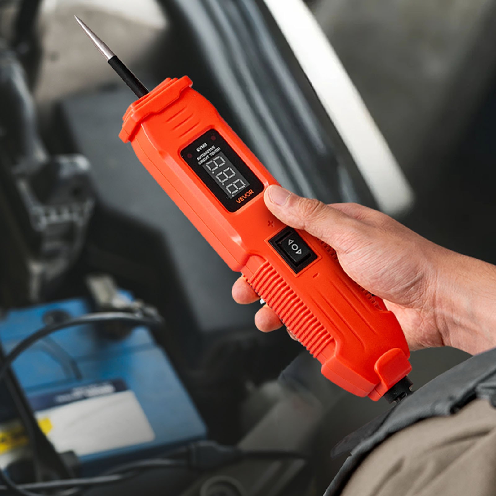 Tester obwodów samochodowych VEVOR z sondą obwodową, ekranem LED i oświetleniem, tester napięcia DCV 6-36 V z kablem 4 m i obudową ABS, tester obwodów z detektorem elektrycznym