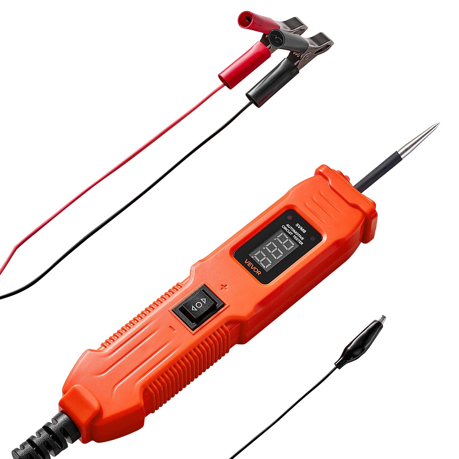 Tester obwodów samochodowych VEVOR z sondą obwodową, ekranem LED i oświetleniem, tester napięcia DCV 6-36 V z kablem 4 m i obudową ABS, tester obwodów z detektorem elektrycznym