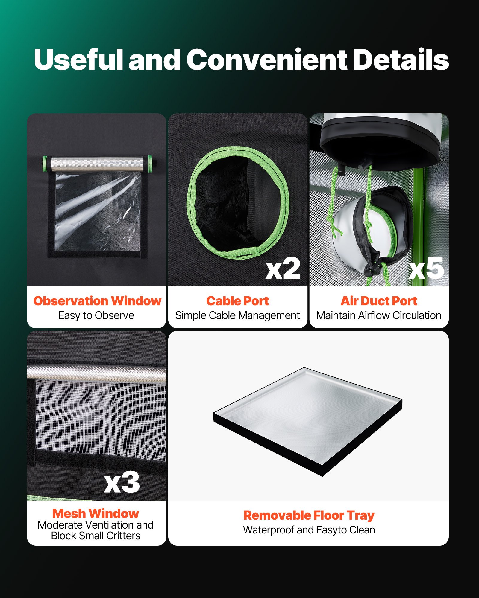 Namiot do uprawy roślin VEVOR, 150x150x200 cm, namiot do uprawy roślin doniczkowych z pełnospektralnym oświetleniem LED i systemem wentylacji, Growbox 600D, wysoce odblaskowy Mylar, namioty do uprawy, szklarnia do kwiatów i warzyw