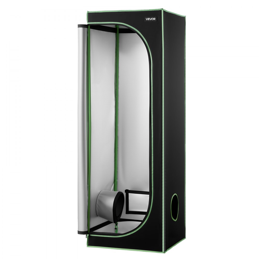 VEVOR Indoor Grow Tent, 60 x 60 x 180 cm, 600D High Reflective Mylar, Indoor Plant Tent with Observation Window, Floor Tray & Zipper, Heavy Duty Growing Tents for Fruit Flower Veggie