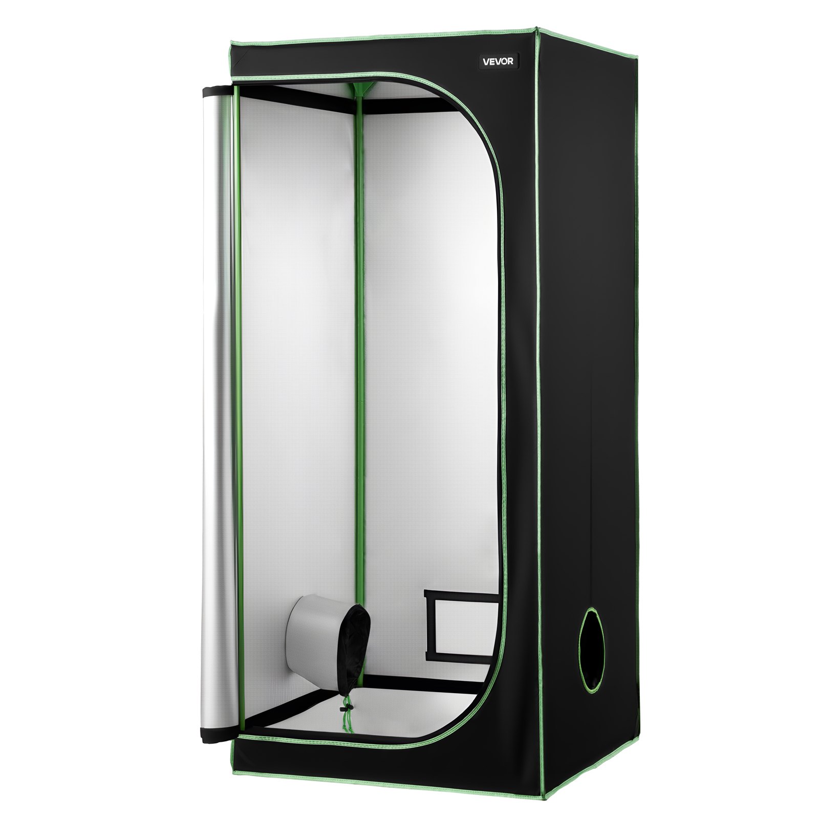 VEVOR Indoor Grow Tent, 80 x 80 x 180 cm, 600D High Reflective Mylar, Indoor Plant Tent with Observation Window, Floor Tray & Zipper, Heavy Duty Growing Tents for Fruit Flower Veggie