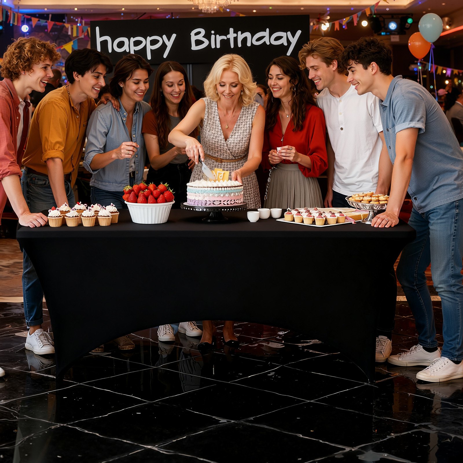 VEVOR 10 x Elastyczny obrus ze spandexu (prostokątny) odpowiedni do stołów o szerokości 1829 mm, zmywalny, niegniotący się ochraniacz na obrus na imprezy, wesela, bankiety, festiwale, czarny