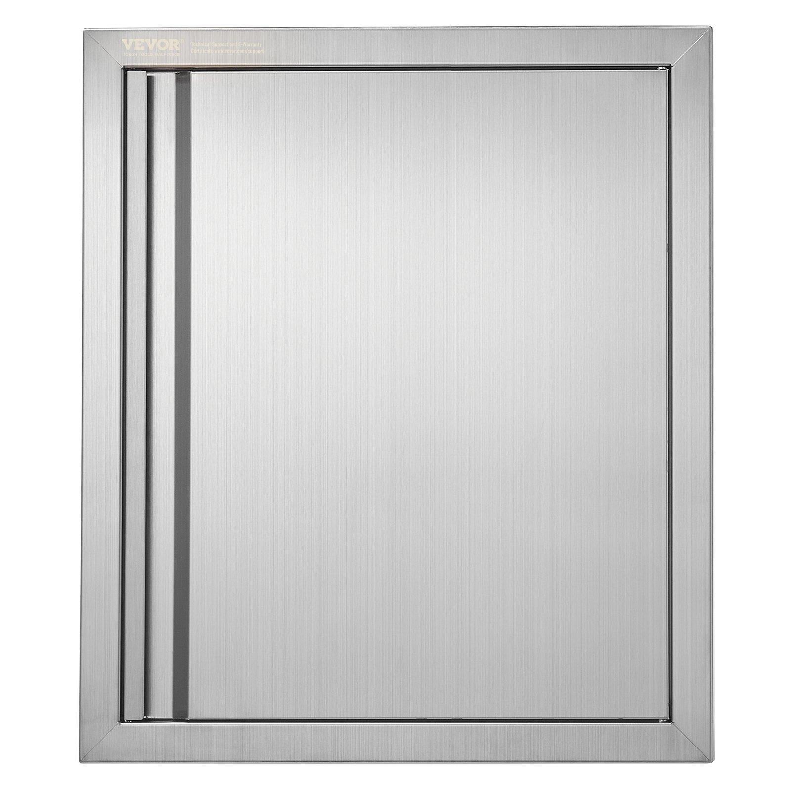 Drzwi dostępowe do grilla VEVOR, 457 x 533 mm, pojedyncze drzwi do kuchni zewnętrznej, drzwi ze stali nierdzewnej montowane na równi z powierzchnią, drzwi ścienne pionowe z chowaną klamką, do wyspy grillowej, stanowiska grillowego, szafki zewnętrznej