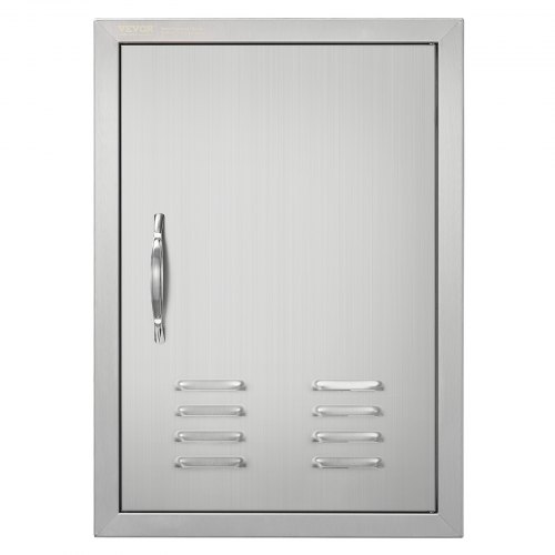 Drzwi dostępowe do grilla VEVOR, 610 x 431 mm, pojedyncze drzwi do kuchni zewnętrznej, drzwi ze stali nierdzewnej montowane na równi z powierzchnią, drzwi ścienne pionowe z uchwytem, ​​otworami wentylacyjnymi i haczykami, do wyspy grillowej, stacji grillowej