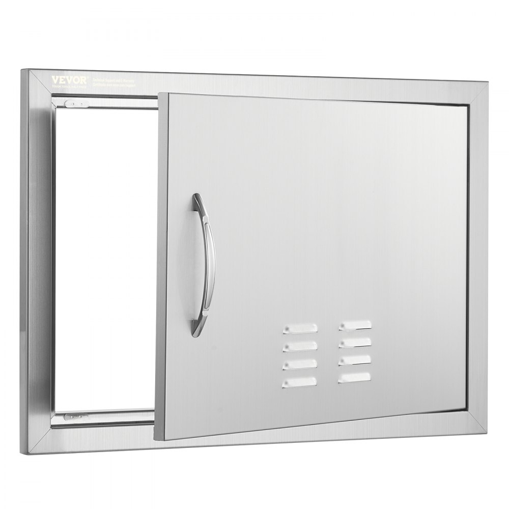 Drzwi dostępowe do grilla VEVOR, 610 x 432 mm, pojedyncze drzwi do kuchni zewnętrznej, drzwi ze stali nierdzewnej montowane na równi z powierzchnią, drzwi ścienne pionowe z uchwytem i otworami wentylacyjnymi, do wyspy grillowej, stanowiska grillowego, szafki zewnętrznej