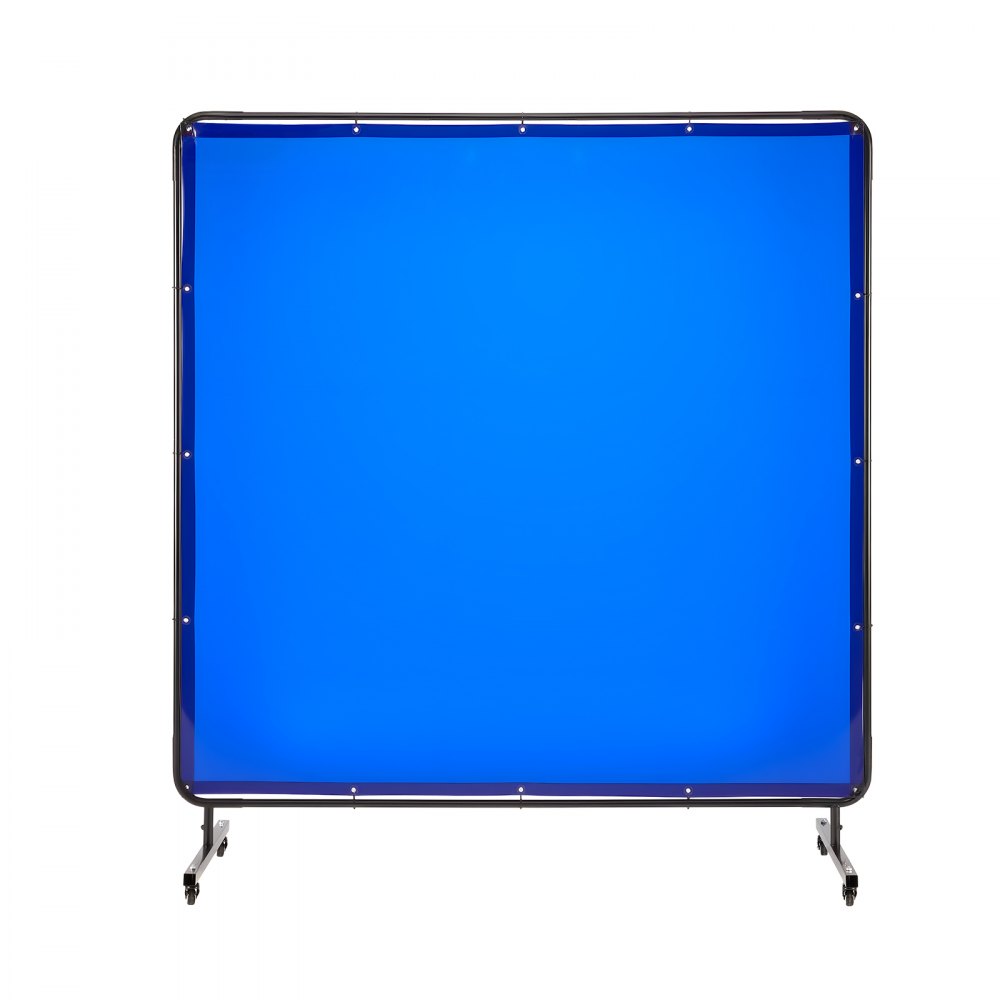 Zasłona spawalnicza VEVOR, 1740 x 1740 mm, ściana ochronna spawalnicza, ognioodporna, winylowa ściana ochronna spawalnicza z blokowanymi kółkami obrotowymi i 6-stopniową ochroną UV do użytku w warsztacie/przemyśle, niebieska