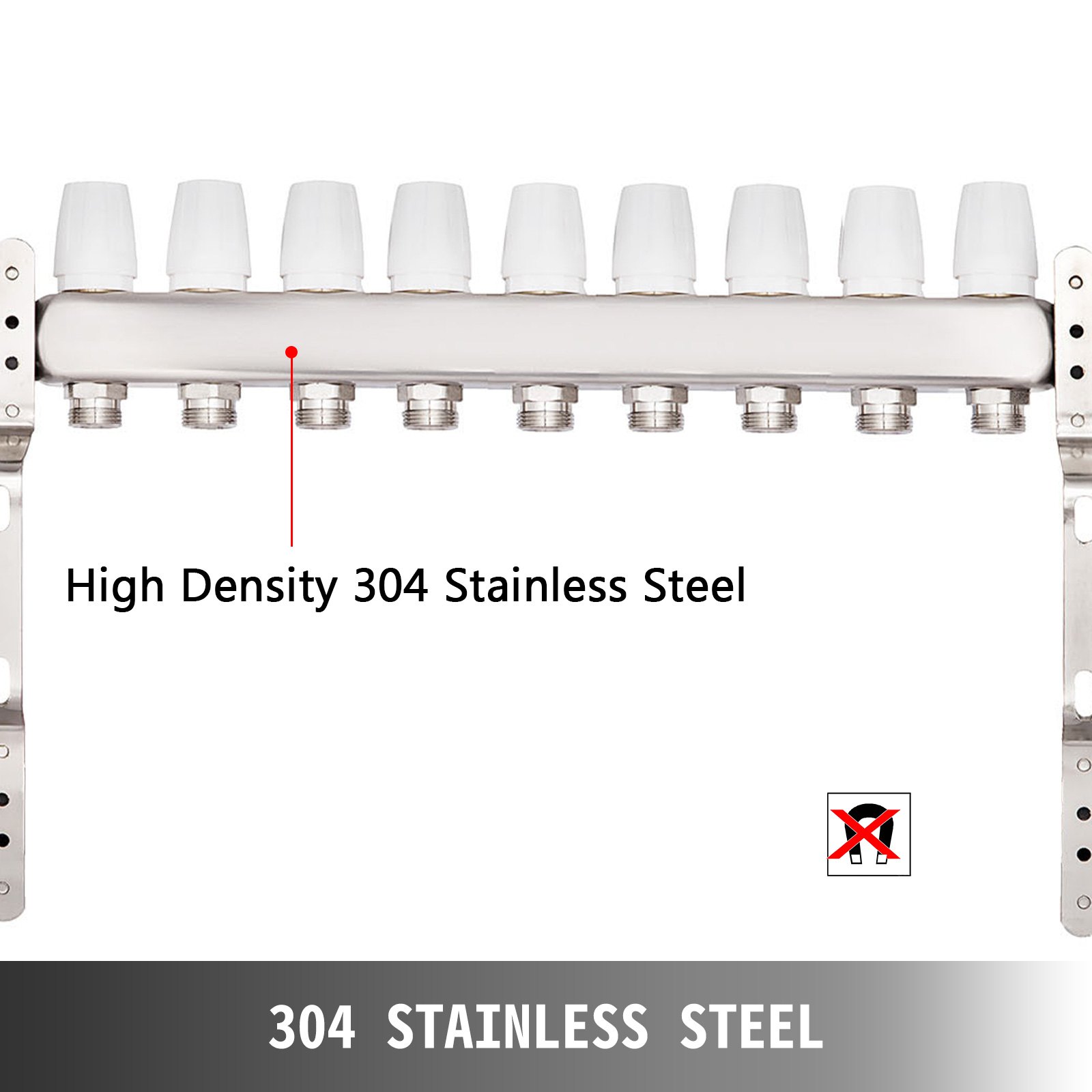 9 Loop PEX 1/2" Zestaw rozdzielacza ogrzewania podłogowego ze stali nierdzewnej