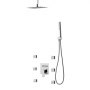 VEVOR Shower Faucet Set, 254 mm Ceiling Mount Rainfall Shower System with 6 Body Jets and 2 in 1 Handheld Spray, Rotatable 3-Function Rain Head System Set, Complete Brass Valve and Trim Kit, Chrome