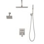 VEVOR Shower Faucet Set, 254 mm Ceiling Mount Rainfall Shower System with 152 mm Wall Mount Head and 2 in 1 Handheld Spray, Rotatable 3-Function Dual Rain Head Brass Valve & Trim Kit, Brushed Nickel