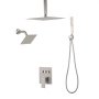 VEVOR Shower Faucet Set, 254 mm Ceiling Mount Rainfall Shower System with 152 mm Wall Mount Head and 2 in 1 Handheld Spray, Rotatable 3-Function Dual Rain Head Brass Valve & Trim Kit, Brushed Nickel